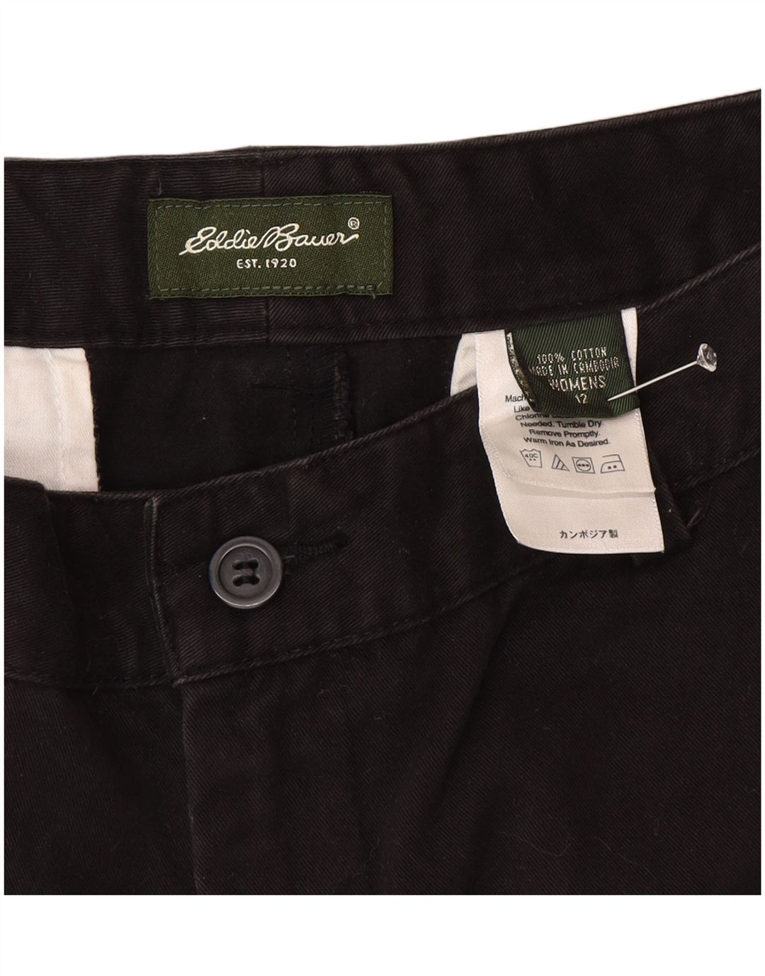 Eddie Bauer Chino Shorts til kvinder US 12 Large W32 Black Bomuld