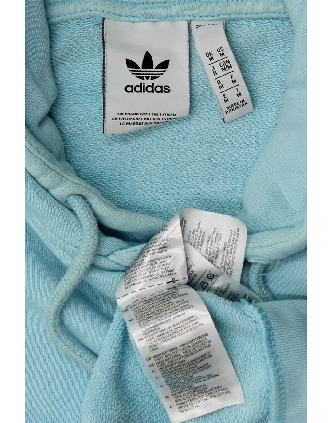 ADIDAS Womens Hoodie Jumper UK 14 Medium Blue Cotton
