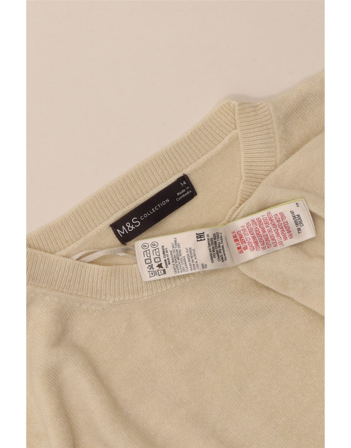 MARKS & SPENCER Dame sweater med rund hals DK 14 Medium Beige Akryl