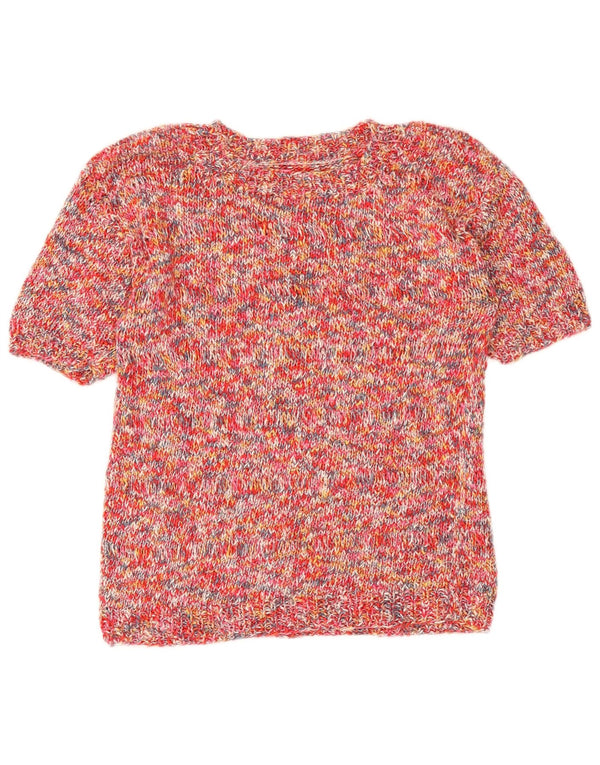 Vintage Dame sweater med rund hals DK 12 Medium Rød Flecked