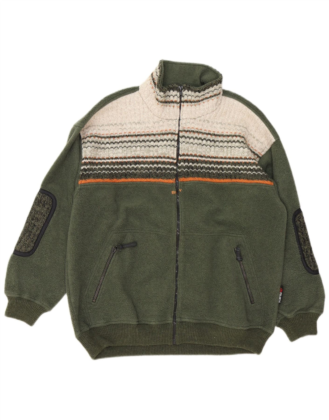 Silvy Herre fleecejakke UK 40 Large Green Colourblock Polyester