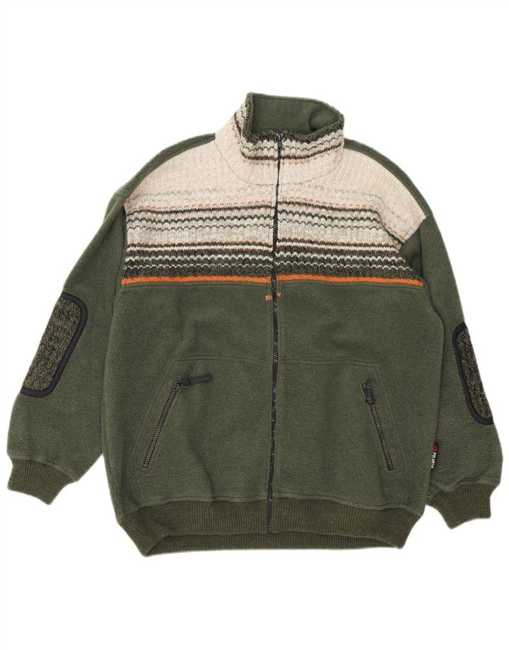 Silvy Herre fleecejakke UK 40 Large Green Colourblock Polyester