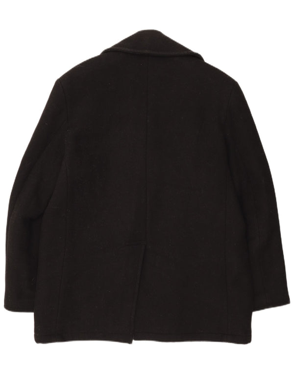 Vintage Herre Pea Coat UK 38 Medium Black Wool