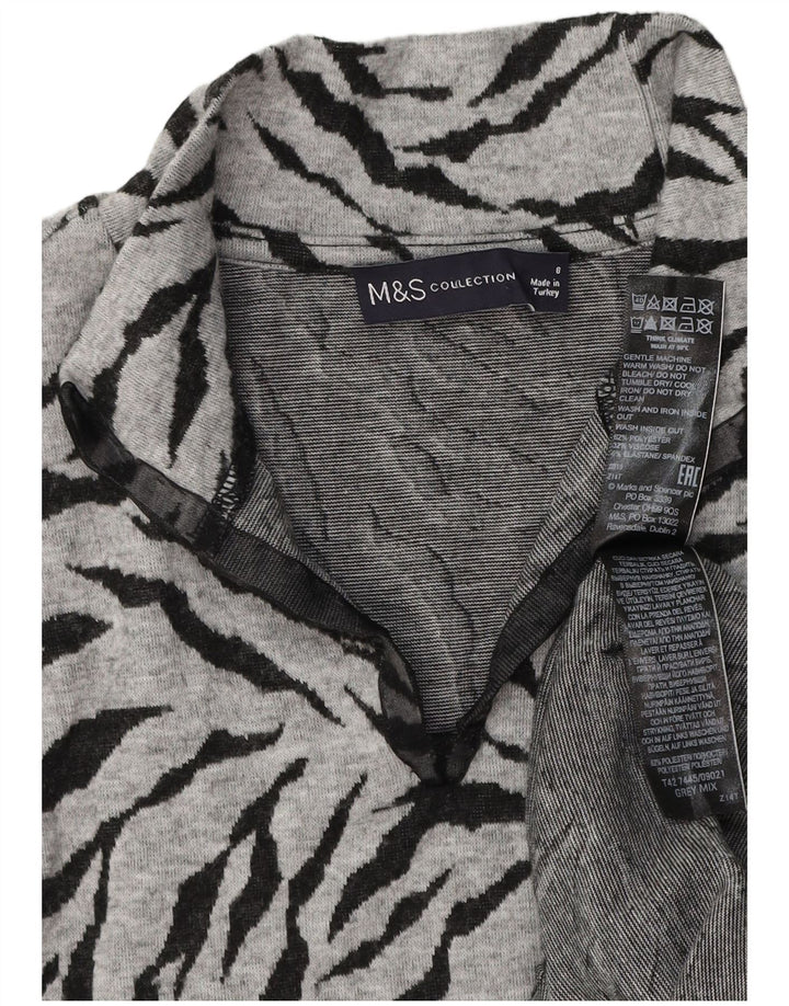 Marks & Spencer Dame Jumper Dress UK 8 Small Grey Animal Print Polyester