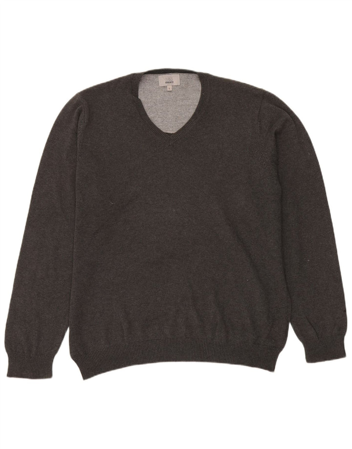 Marks & Spencer Herre Regular Fit V-hals sweater Stor grå bomuld