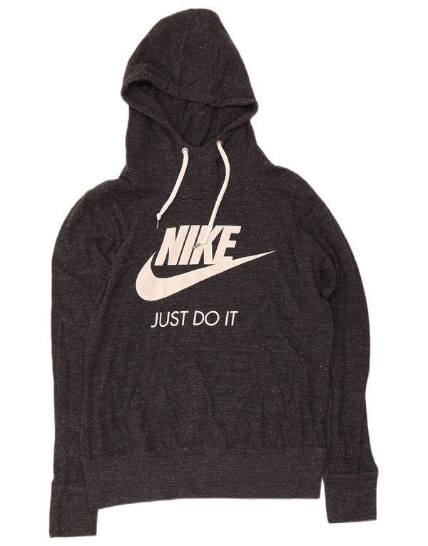 Nike Graphic Hoodie Jumper UK 16 Large Grå Flecked Polyester