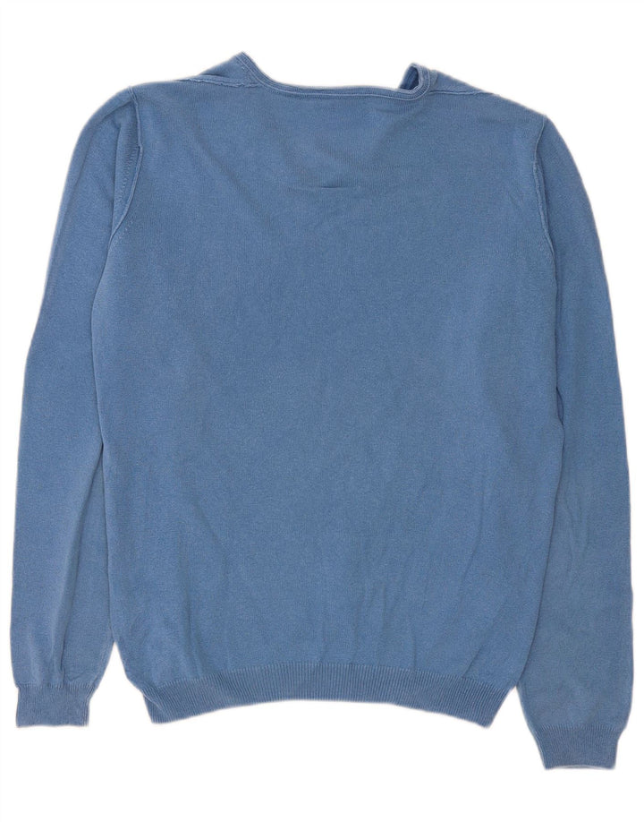 Trussardi Jeans Herre V-hals sweater mellemblå bomuld