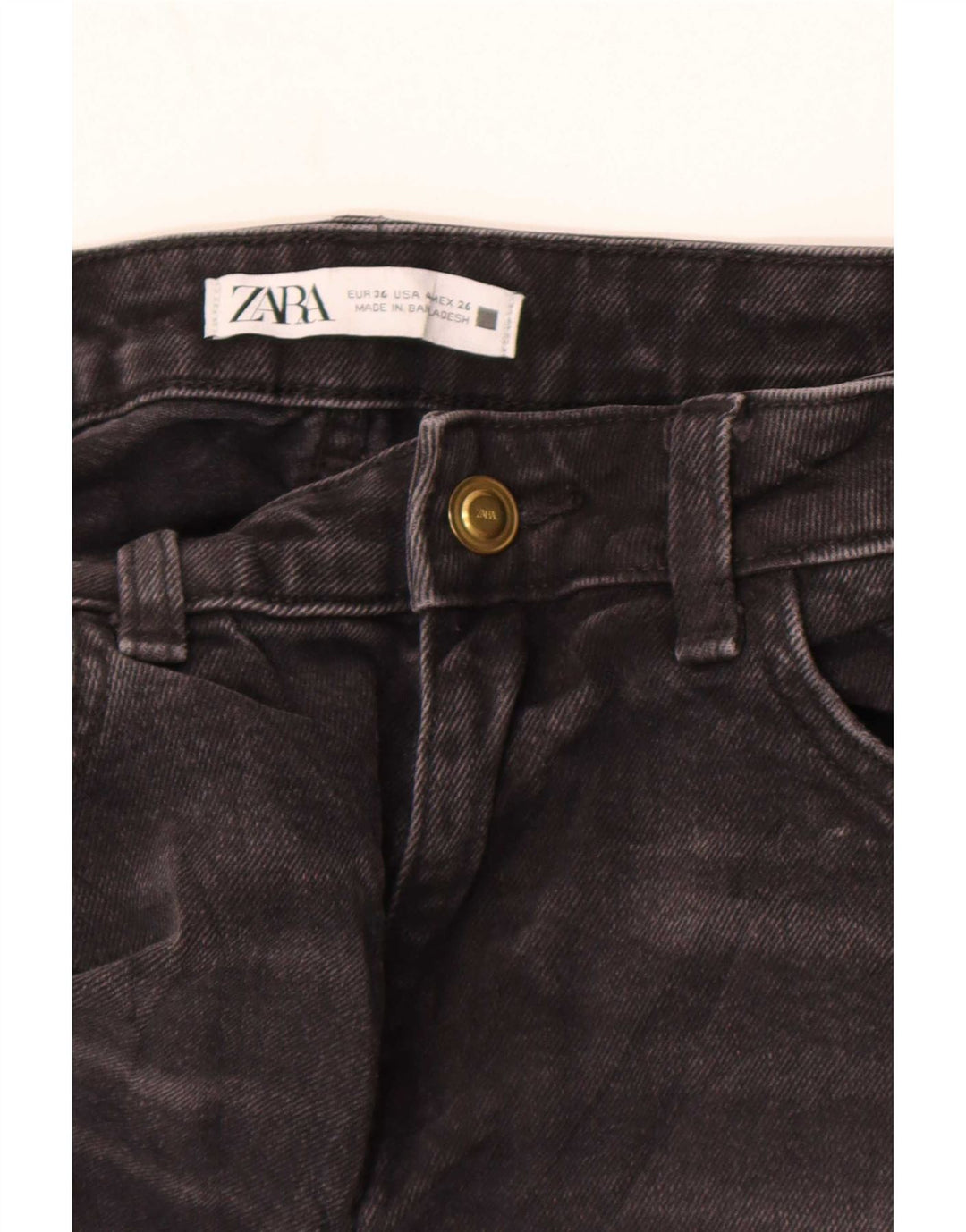 Zara Dame Distressed Slim Jeans EU 36 XS W26 L28 Sort