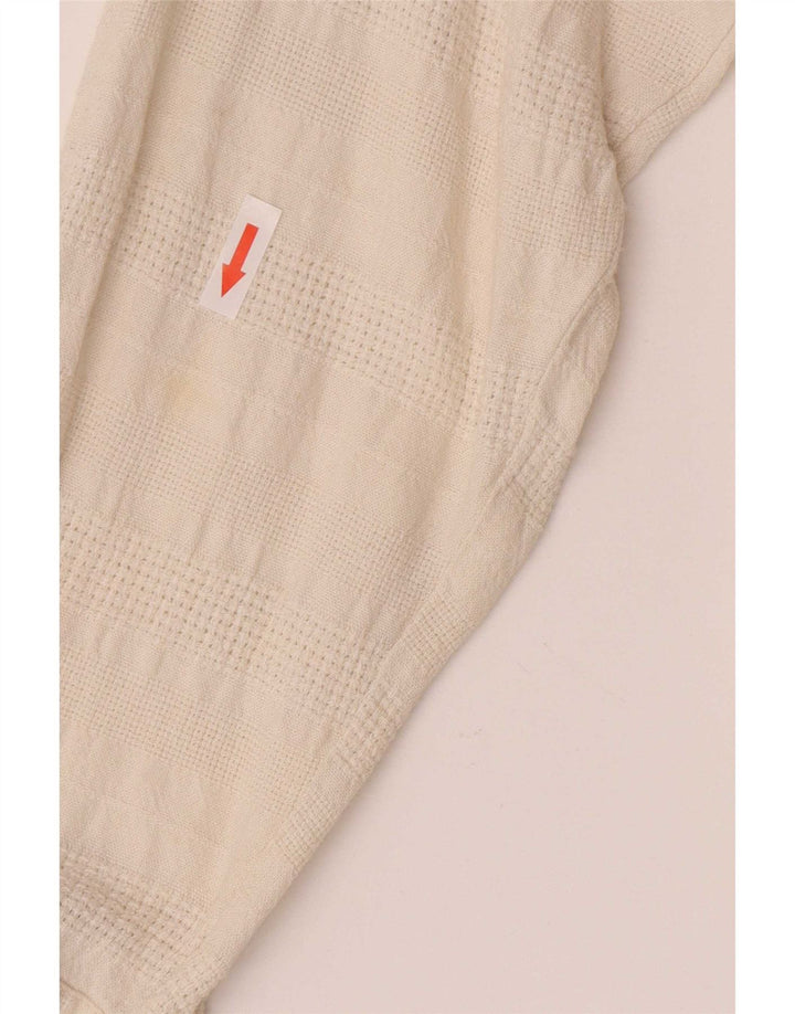 Vintage herreskjorte stor råhvid geometrisk linned