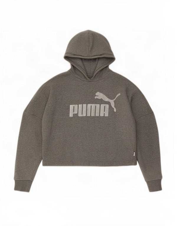 Puma piger oversized grafisk crop hættetrøje trøje 13-14 år grå bomuld