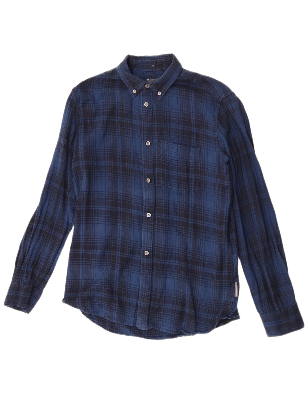 French Connection Herre flannel skjorte lille blå plaid bomuld