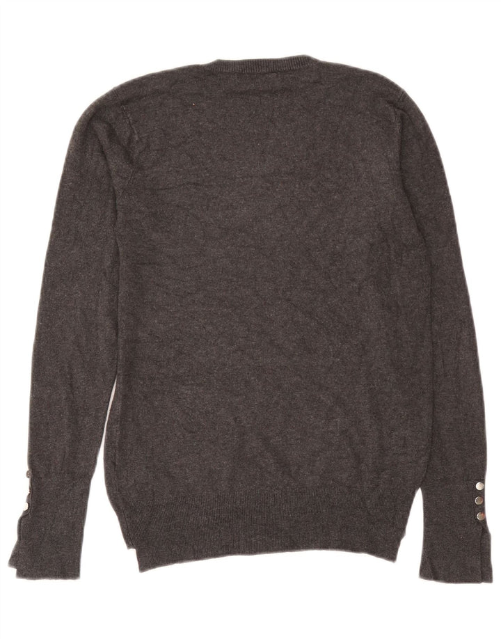 Zara sweater med rund hals til kvinder UK 12 Medium Grey Flecked Viscose