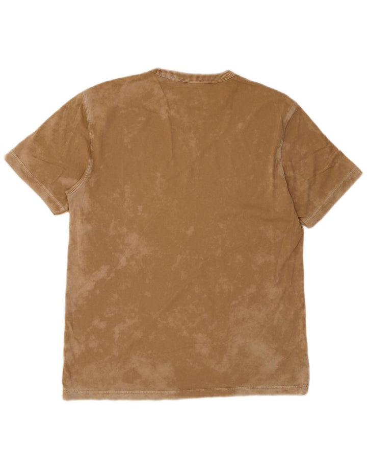 Benetton Herre Acid Wash T-Shirt Top Stor Brun