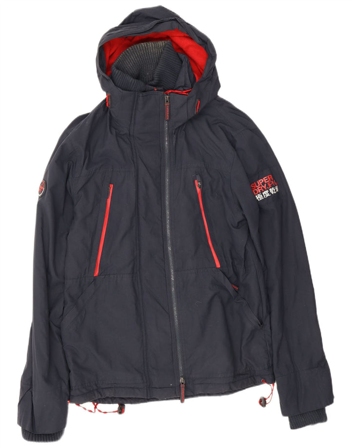 Superdry Windbreaker-jakke med hætte til mænd UK 40 Stor marineblå polyester