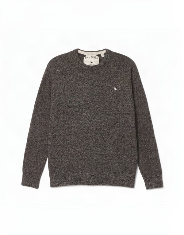 Jack Wills Womens Crew Neck Jumper Sweater UK 12 Medium Grey Flecked