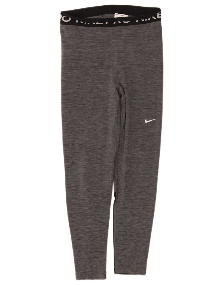 Nike Dame Dri Fit Grafiske Leggings UK 10 Small Grå Flecked Polyester