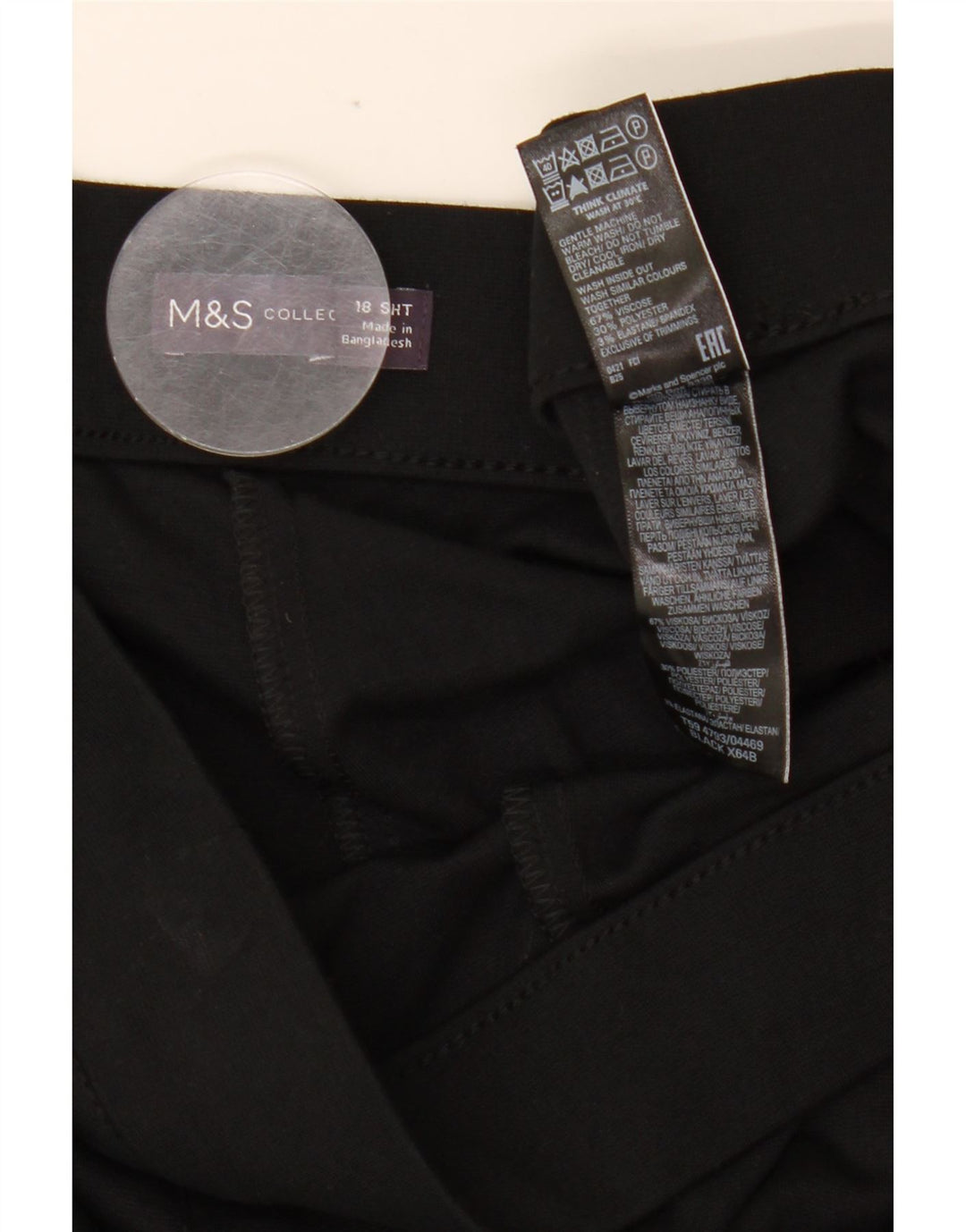 MARKS & SPENCER Højtaljede fritidsbukser til kvinder UK 18 XL W34 L27 Sort