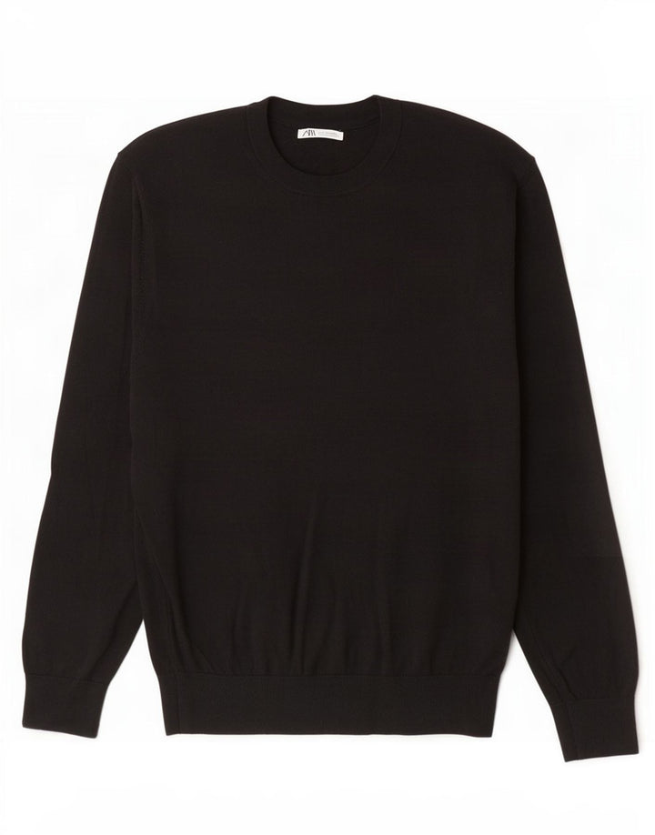 Zara Herre Crew Neck Jumper Sweater XL Sort Akryl