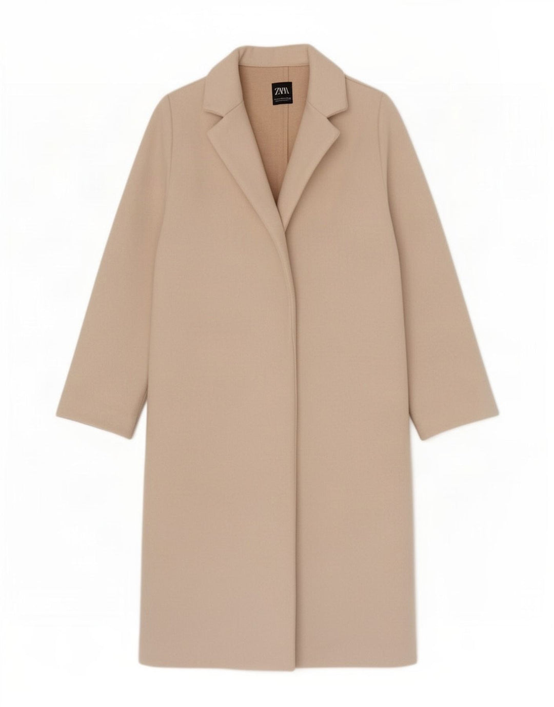 Zara Womens Open Overcoat UK 12 Medium Beige Polyester