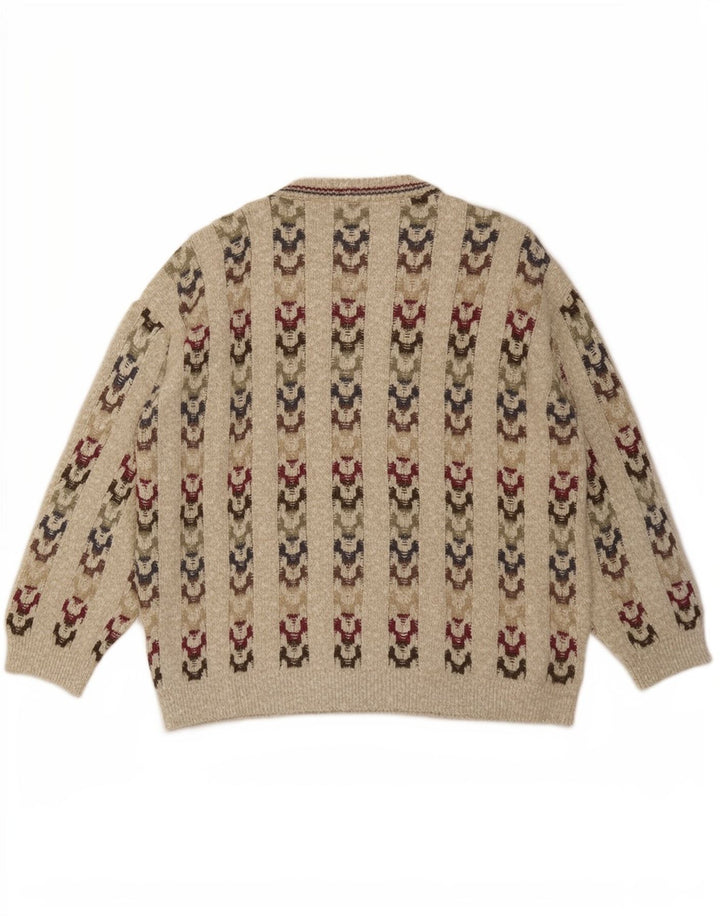 Paco Calvari Herre sweater med rund hals IT 50/52 Medium Beige Geometrisk
