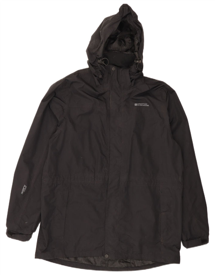 Mountain Warehouse Herre Hooded Raincoat UK 40 Large Black Nylon
