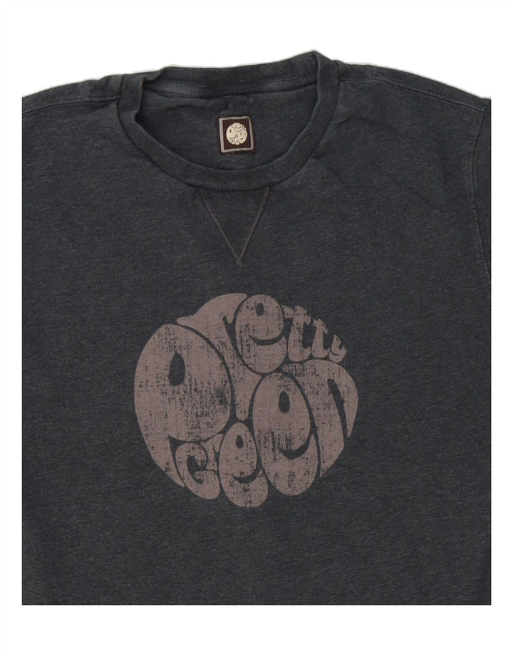 PRETTY GREEN Mens Graphic Sweatshirt Jumper Small Grey Cotton Vintage Pretty Green and Second-Hand Pretty Green from Messina Hembry 