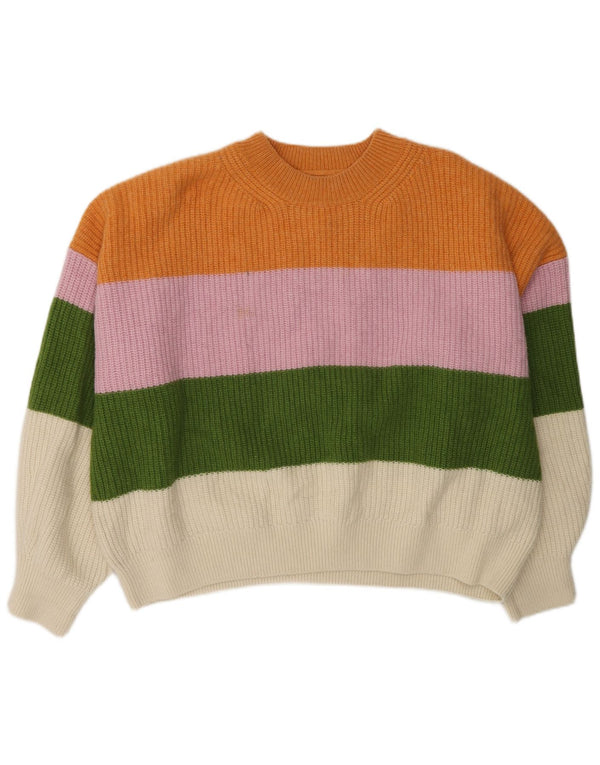 Barbour Womens Crop Boat Neck Jumper Sweater UK 18 XL Flerfarvet Stribet