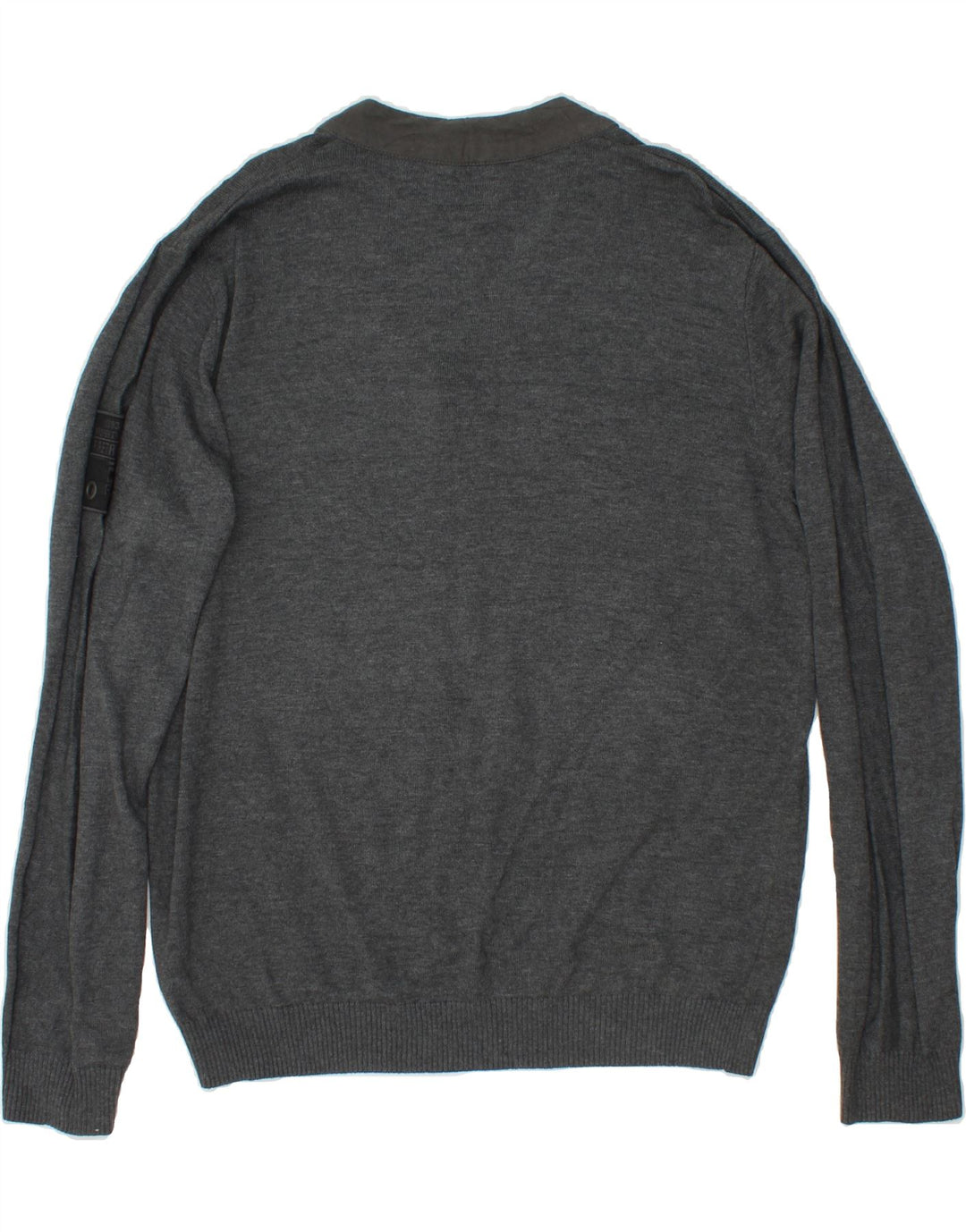 FIRETRAP Mens V-Neck Jumper Sweater 2XL Grey Cotton Vintage Firetrap and Second-Hand Firetrap from Messina Hembry 