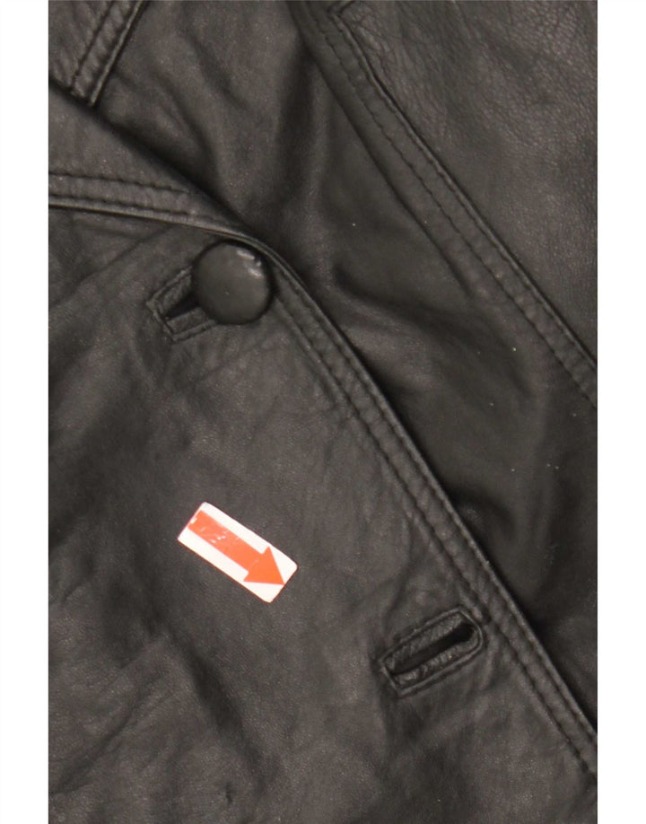 Vintage læderfrakke til kvinder IT 48 XL Sort