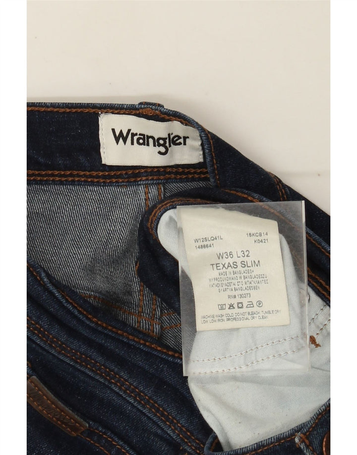Wrangler Herre Texas Slim Jeans W36 L29 Marineblå Bomuld