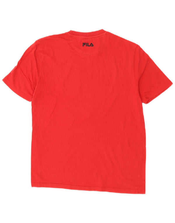Fila Herre Grafisk T-Shirt Top Lille Rød Bomuld