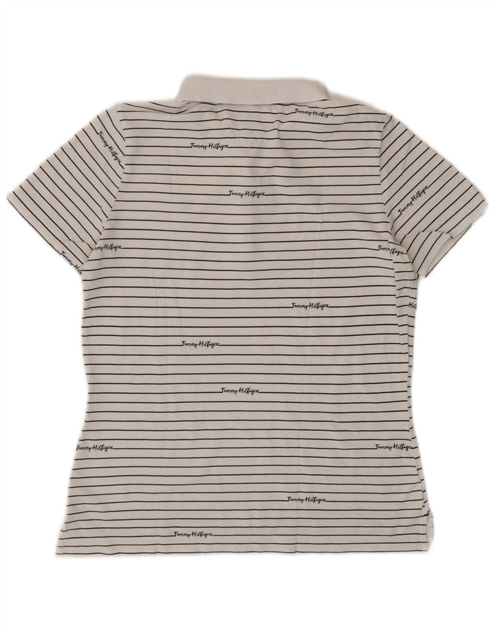 TOMMY HILFIGER Grafisk poloshirt til kvinder UK 14 Mellem hvid stribet