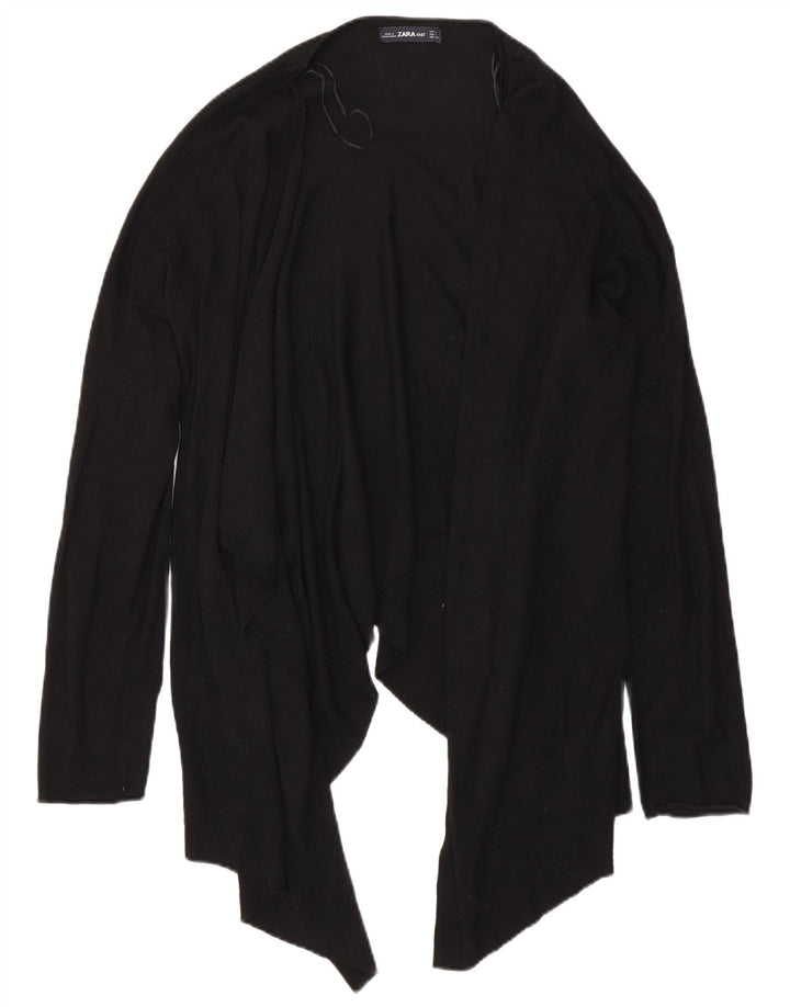 Zara Dame Asymmetric Open Cardigan Sweater UK 16 Large Black