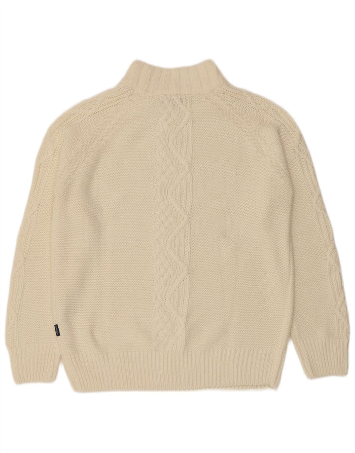 Carrera Dame Turtle Neck Jumper Sweater UK 14 Medium Off White Akryl