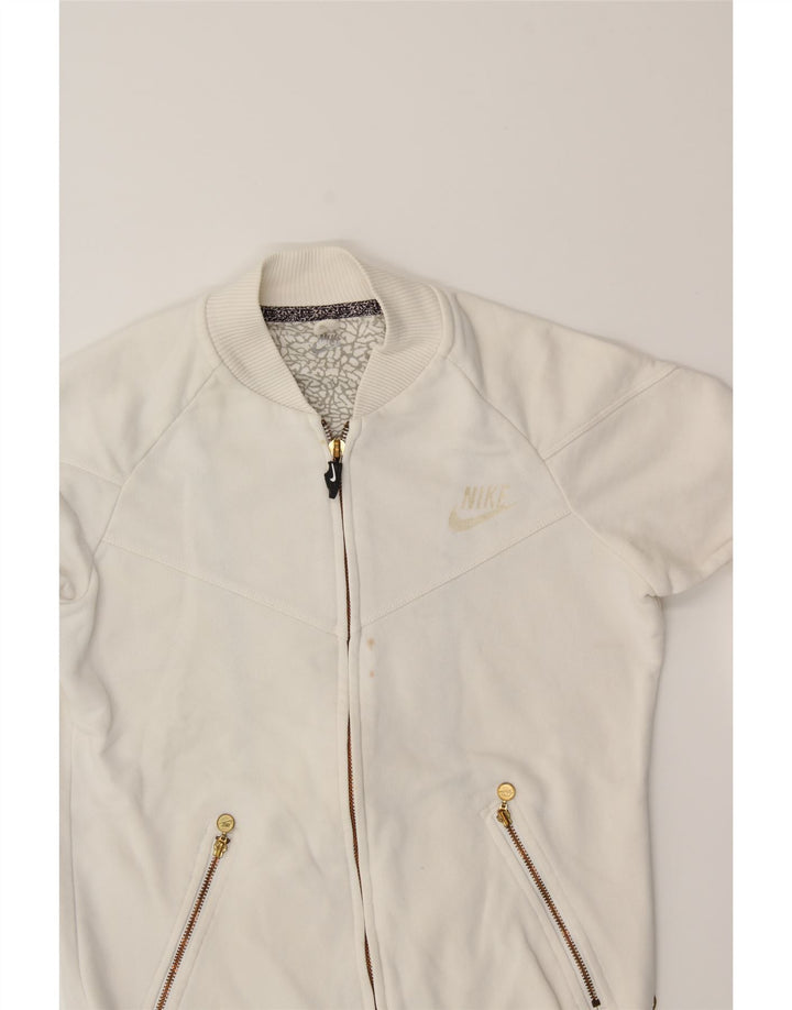 NIKE Womens Tracksuit Top Jacket UK 10 Small White Cotton Vintage Nike and Second-Hand Nike from Messina Hembry 