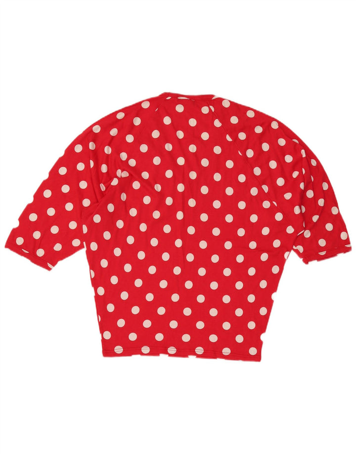 BENETTON Dame Oversized Batwing Top 3/4 ærmer UK 10 Small Red Polka Dot