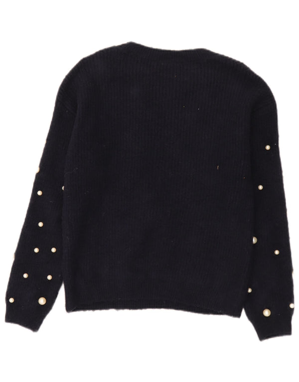 Marks & Spencer Dame Boat Neck Jumper Sweater UK 8 Small Navy Blue