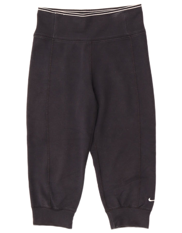 Nike Dame Dri Fit Capri Træningsdragt Bukser Joggers UK 4/6 XS Sort Bomuld