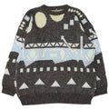Vintage herre rund hals sweater stor grå geometrisk