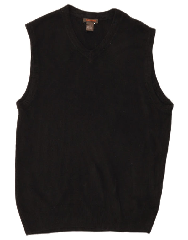 DOCKERS Mens Vest Tank Top Medium Black Acrylic