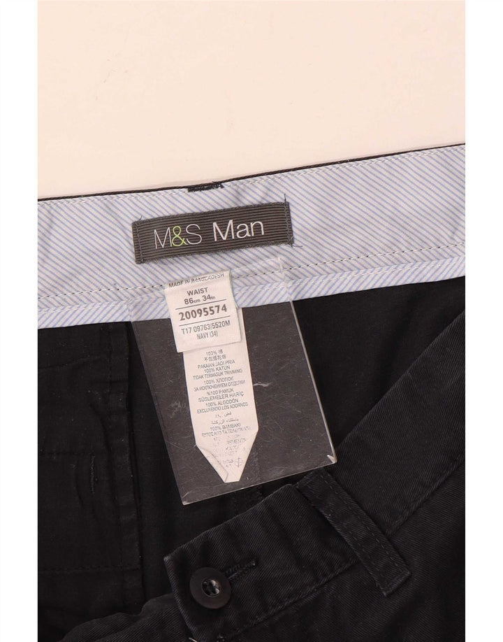 Marks & Spencer Herre Chino Shorts W34 Large Navy Blue Bomuld