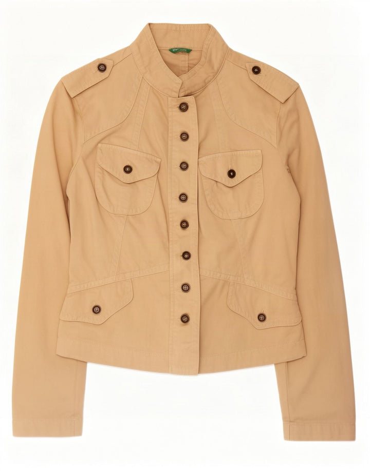 Benetton Militærjakke til kvinder IT 44 Medium Beige Bomuld
