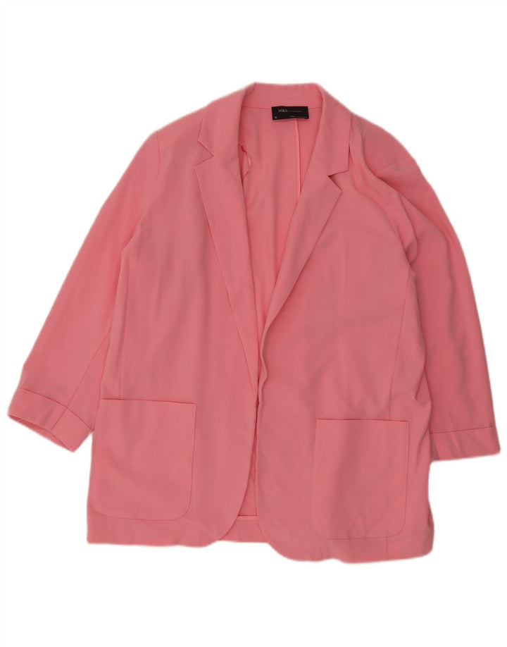 MARKS & SPENCER 3/4-ærmet åben blazerjakke til kvinder, UK 16 Large Pink