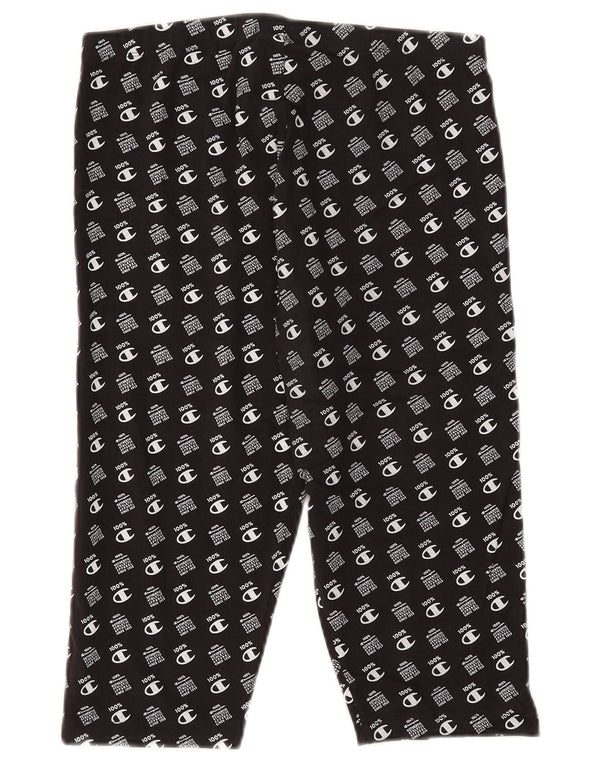 Champion Kvinder Grafisk Capri Leggings UK 14 Stor sort bomuld