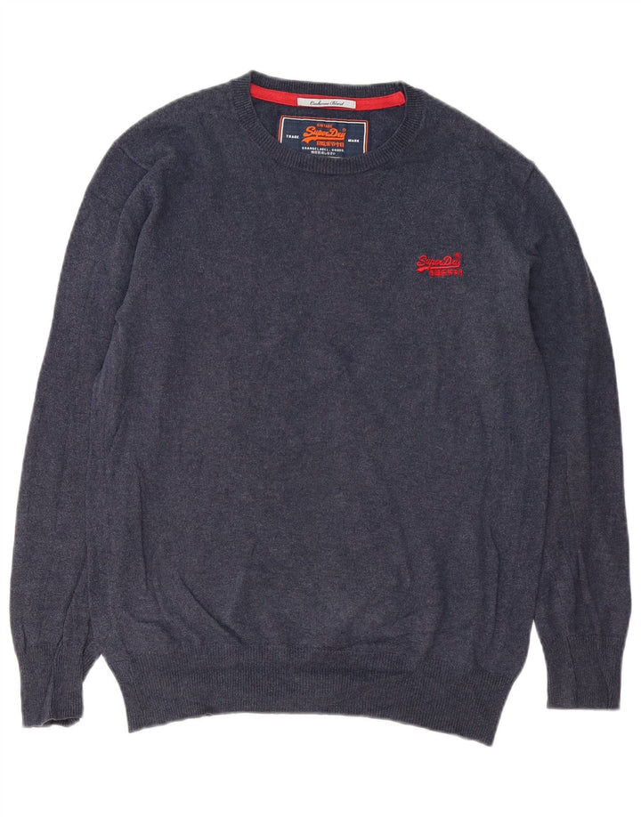 Superdry Herre sweater med rund hals, lille marineblå bomuld