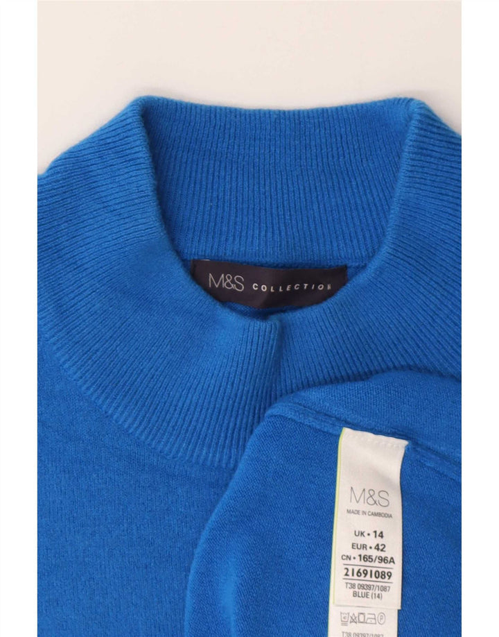 Marks & Spencer Dame Turtle Neck Jumper Sweater UK 14 Medium Blue