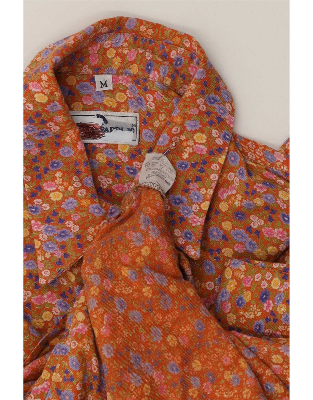 Vintage dameskjorte UK 14 Medium Multicolored Floral Viscose