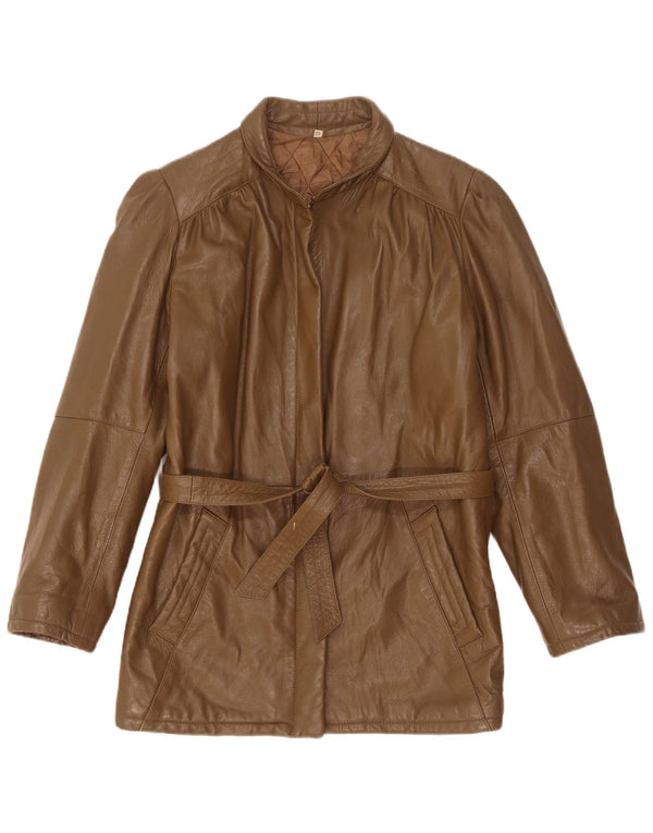 Vintage dame læderjakke IT 42 Medium Khaki