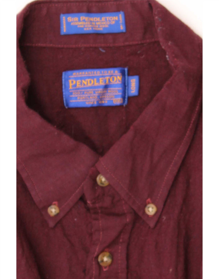 Pendleton Lang Overshirt til mænd Flanellskjorte 2XL Bourgogneuld