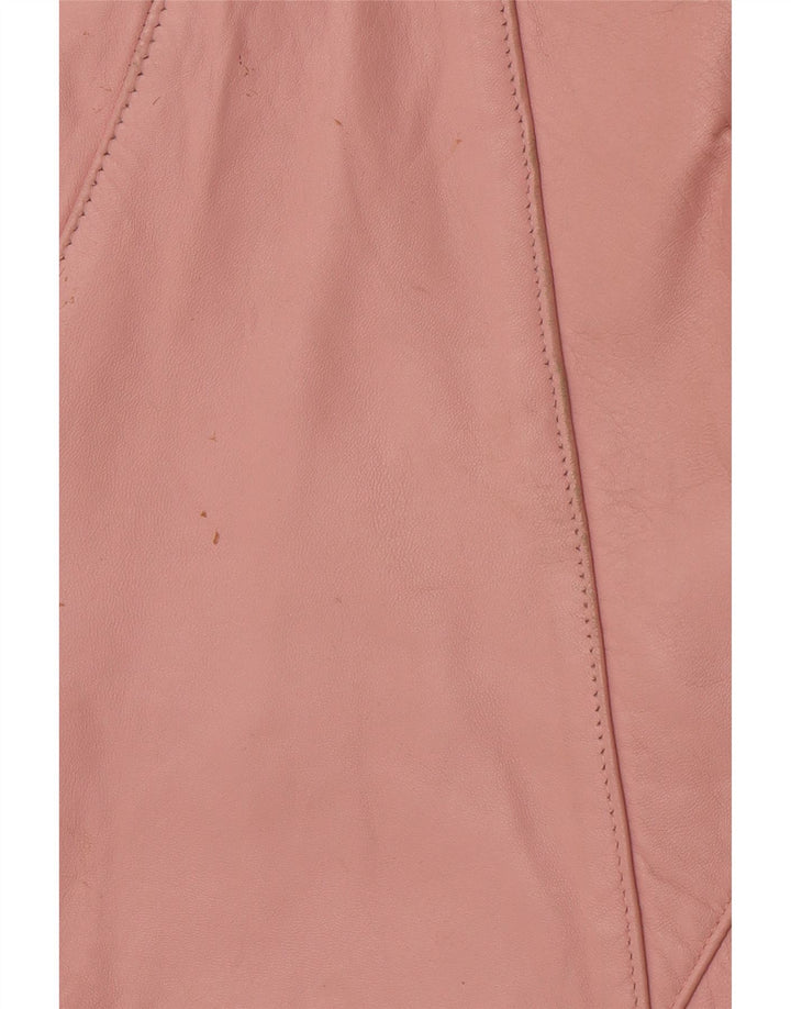 VINTAGE Womens Leather Skirt UK 10 Small W30 Pink Patchwork Leather